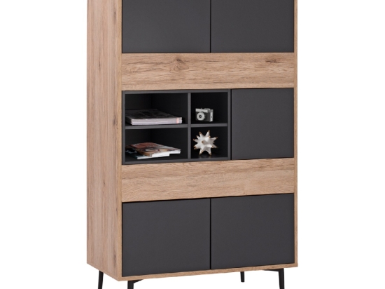 ΒΙΒΛΙΟΘΗΚΗ MARGARIT HM8678 ΓΚΡΙ ΜΕ ΦΥΣΙΚΟ 78x39x130Υ εκ.