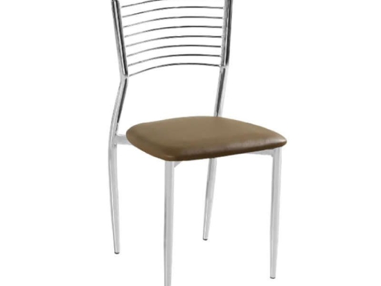 Καρέκλα Χρωμίου Evita 11.1223 Cappuccino Σ6 44X43X85cm Μέταλλο,Τεχνόδερμα