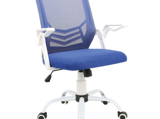 Πολυθρόνα Γραφείου BS1400-W Λευκό-Μπλε 01.0179 61X56.5X92-102εκ.