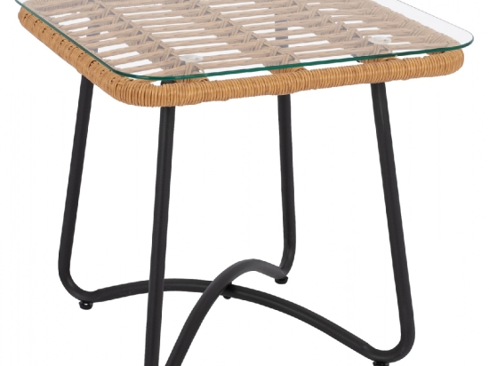 ΤΡΑΠΕΖΙ ΜΕΤΑΛΛΙΚΟ GERRY HM5717 ΜΕ WICKER ΜΠΕΖ 50x50x48,5 εκ.