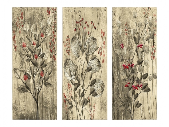 ΠΙΝΑΚΑΣ ΤΡΙΠΤΥΧΟ MDF RED FLOWERS AND BERRIES HM7204.01 60x50x0,3 εκ.