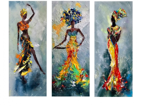 ΠΙΝΑΚΑΣ ΤΡΙΠΤΥΧΟ MDF AFRICAN GIRL IN COLORFUL DRESS HM7204.02 60X0,3X50 εκ.