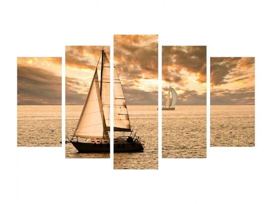 ΠΙΝΑΚΑΣ ΠΕΝΤΑΠΤΥΧΟ MDF SUNSET SAILING HM7206.01 100X0,3X60 εκ.