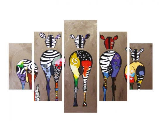 ΠΙΝΑΚΑΣ ΠΕΝΤΑΠΤΥΧΟ MDF COLORFUL ZEBRAS 82Χ56x3 HM7207.03