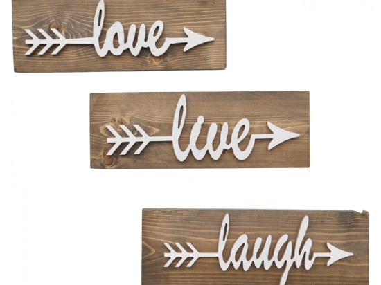 ΣΕΤ 3 ΤΜΧ ΔΙΑΚΟΣΜΗΤΙΚΟ ΤΟΙΧΟΥ ΞΥΛΙΝΟ "LOVE LIVE LAUGH" HM7308 40x1,2x14 εκ.
