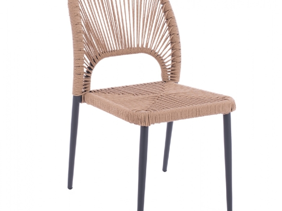 ΚΑΡΕΚΛΑ ΑΛΟΥΜΙΝΙΟΥ ΓΚΡΙ ΜΕ P.E.TWIST RATTAN ΜΠΕΖ HM5770.02 45x63x82Υ εκ.