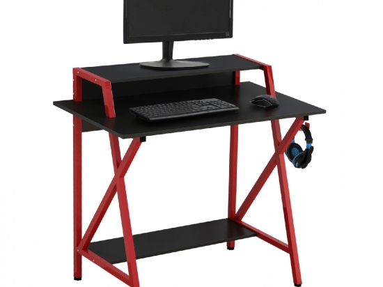ΓΡΑΦΕΙΟ GAMING ΜΑΥΡΟ ΜΕ ΚΟΚΚΙΝΟ ΣΚΕΛΕΤΟ HM8774 95X48X89εκ.