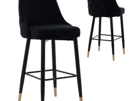 ΣΚΑΜΠΟ ΜΠΑΡ SERENITY HM8519.04 ΒΕΛΟΥΔΟ ΜΑΥΡΟ ΜΕ ΜΕΤΑΛΛΙΚΟ ΣΚΕΛΕΤΟ 53x48x110 εκ.