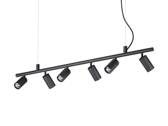 Φωτιστικό Οροφής-Ράγα Dynamite 231396 115,5x16,5/225x5,5cm 6xGU10 28W Black Ideal Lux