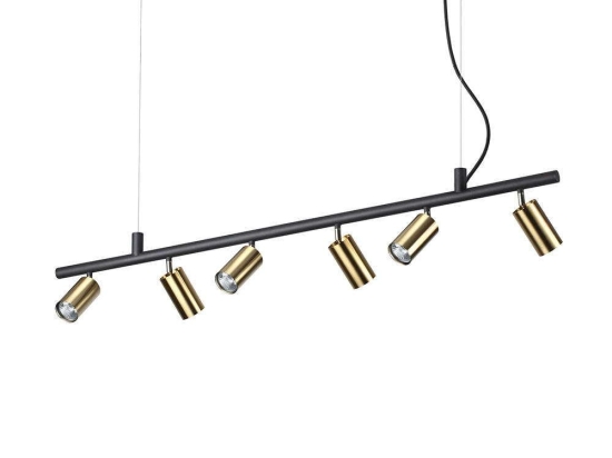 Φωτιστικό Οροφής-Ράγα Dynamite 244648 115,5x16,5/225x5,5cm 6xGU10 28W Gold-Black Ideal Lux