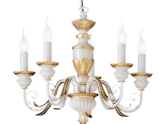 Φωτιστικό Οροφής-Πολυέλαιος Firenze 012865 55x45/105cm 5xE14 40W White-Gold Ideal Lux