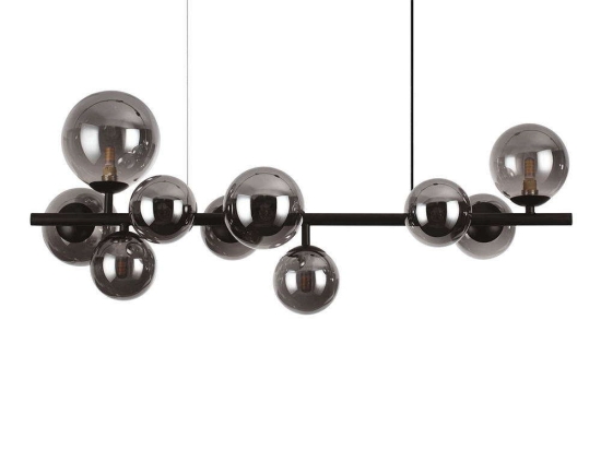 Φωτιστικό Οροφής-Ράγα Perlage 271408 81x30x234cm 10xG9 15W 3000K Black Ideal Lux