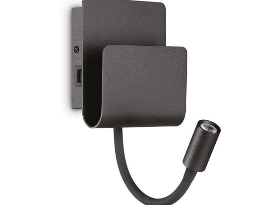 Φωτιστικό Τοίχου-Απλίκα Probe 237930 13x23,5x13,5cm LED 9W 3000K Black Ideal Lux