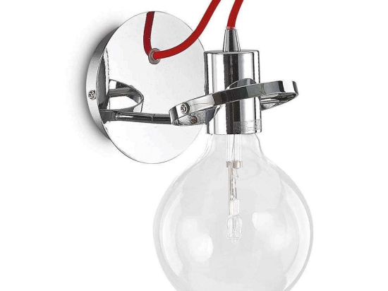 Φωτιστικό Τοίχου-Απλίκα Radio 119427 24x18cm 1xE27 60W 3000K Chrome Ideal Lux Μέταλλο,Ύφασμα