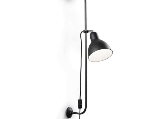 Φωτιστικό Τοίχου-Απλίκα Shower 179643 16x89x35cm 1xE27 60W Black Ideal Lux