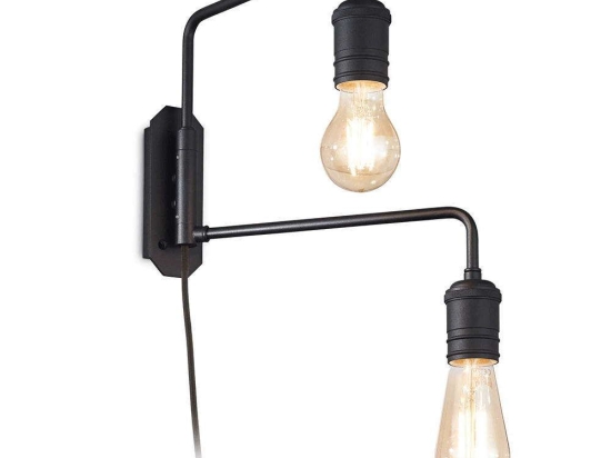 Φωτιστικό Τοίχου-Απλίκα Triumph 242385 5x29x31cm 2xE27 60W Black Ideal Lux