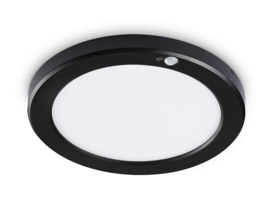 Φωτιστικό Οροφής - Πλαφονιέρα Aura Round Sensor 290782 22x1,8cm 3000K 1950Lm LED 20W Black Ideal Lux