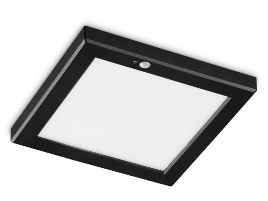 Φωτιστικό Οροφής - Πλαφονιέρα Aura Square Sensor 290829 22x1,8x22cm 3000K 1950Lm LED 20W Black Ideal Lux