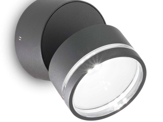 Φωτιστικό Τοίχου - Απλίκα Omega Round 285450 9x8,5cm LED 7W 3000K 610Lm Anthracite Ideal Lux