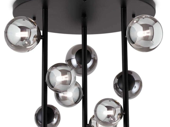 Φωτιστικό Οροφής - Πλαφονιέρα Perlage 328416 Φ55x50cm 9xG9 15W Black Ideal Lux