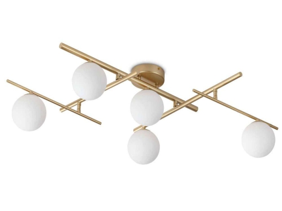 Φωτιστικό Οροφής - Πλαφονιέρα Atlas 311364 62x26,5cm 5xG9 4W Gold-White Ideal Lux