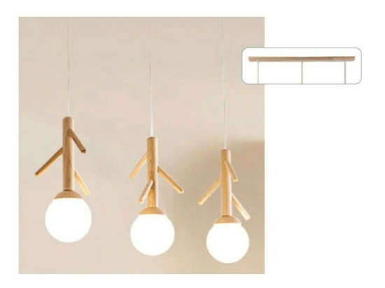 Φωτιστικό Οροφής Floresta EF93573P 3xΕ14 80x15x180cm Natural Aca Ξύλο