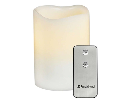 Κερί Με Μπαταρία F0711515 Led On/Οff Φ7,5cm 12,5cm White Aca Πλαστικό