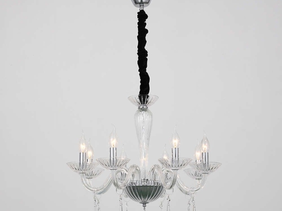 Φωτιστικό Οροφής - Πολυέλαιος Violet BLK80288PCC 8xE14 Φ60cm 181cm Clear-Chrome Aca