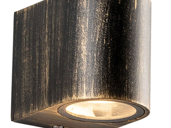 Φωτιστικό Τοίχου - Απλίκα LG2201GU10GB 6,8x8,1cm 1xGU10 35W IP65 Black-Gold Aca Αλουμίνιο,Γυαλί