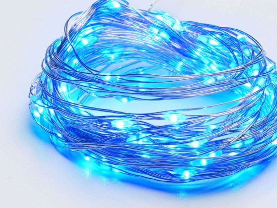 Χριστουγεννιάτικα Λαμπάκια Σειρά Led X01100615 10m+10cm Με Μπαταρία & Χρονοδιακόπτη Blue Aca