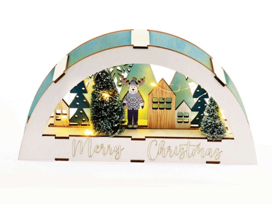 Διακοσμητικό Ξύλινο Xmas X13101105 26x5,5x13,5cm Led Με Μπαταρίες Multi Aca