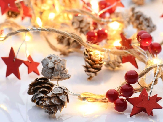 Χριστουγεννιάτικα Λαμπάκια Σειρά Christmas Garland 20 Mini Led XX20WW2A 180+30cm 1,2W Με Μπαταρία Beige-Red Aca
