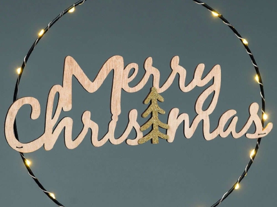 Χριστουγεννιάτικο Διακοσμητικό Κρεμαστό Merry Christmas Tree Led X062019260 Φ26cm 30cm Με Μπαταρίες Multi Aca