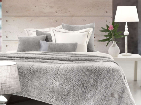 Κουβέρτα Crusty (Σετ 2τμχ)  Silver Guy Laroche Υπέρδιπλo 220x240cm 100% Microsuede