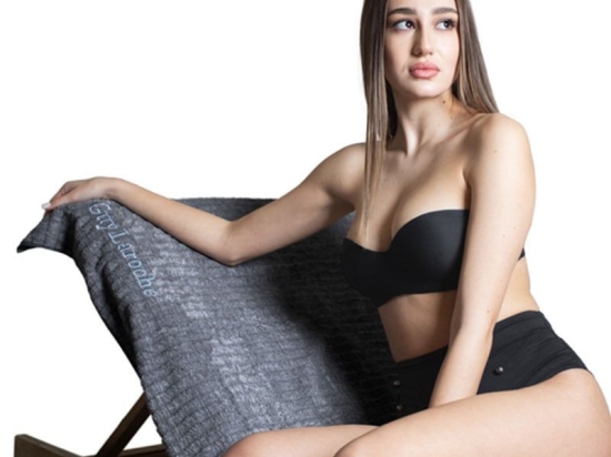 Πετσέτα Θαλάσσης Resort Anthracite Guy Laroche Θαλάσσης Βαμβάκι-Πολυέστερ