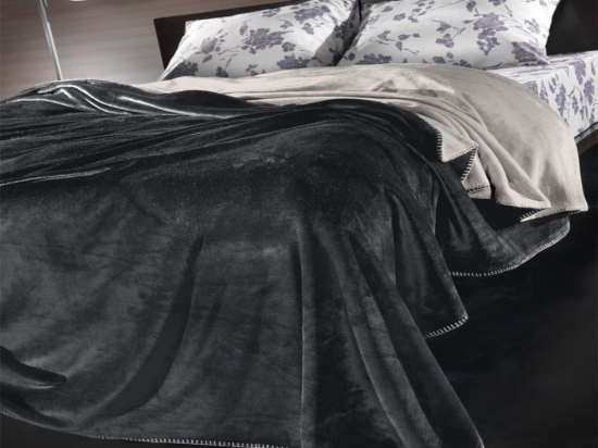 Κουβέρτα Velvet (Σετ 2τμχ) Anthracite Guy Laroche Υπέρδιπλo 220x240cm 100% Βαμβακερή Φανέλα
