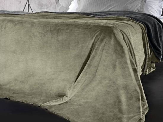 Κουβέρτα Velvet (Σετ 2τμχ) Khaki Guy Laroche Υπέρδιπλo 220x240cm 100% Βαμβακερή Φανέλα