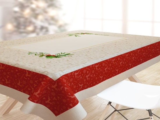 Τραπεζομάντηλο Χριστουγεννιάτικο 2045 Beige-Red Saint Clair 145 X 220