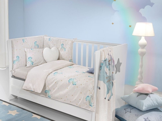 Σεντόνια Βρεφικά Pinto (Σετ 3τμχ) Aqua Saint Clair Κούνιας 115x170cm 100% Βαμβάκι
