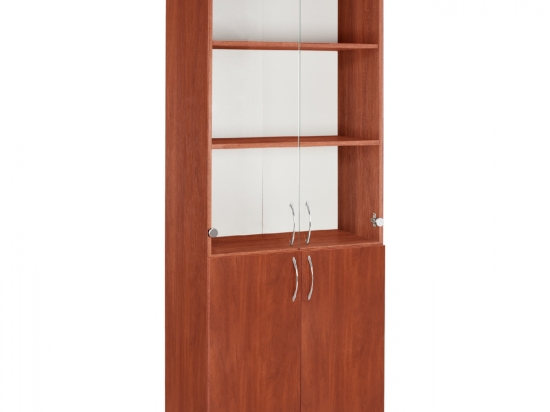 ΒΙΒΛΙΟΘΗΚΗ ΓΡΑΦΕΙΟΥ DEVON ME ΓΥΑΛΙΝΕΣ ΠΟΡΤΕΣ APPLE WOOD HM2458.04 70x37x182 εκ.