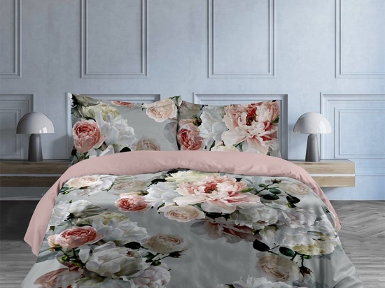 Κουβερλί Peonia (Σετ 3τμχ) Grey Makis Tselios Υπέρδιπλο 220x240cm 100% Βαμβακοσατέν