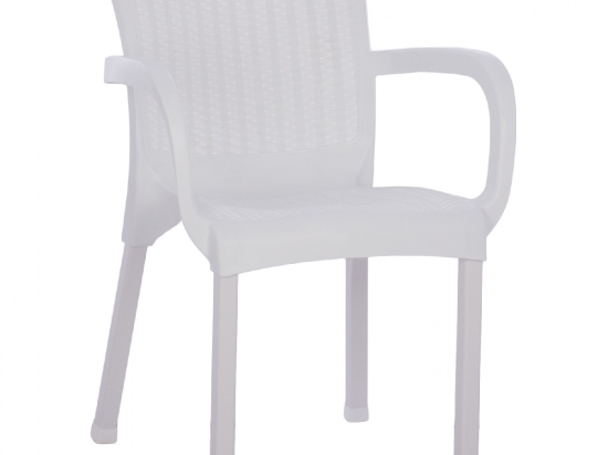ΠΟΛΥΘΡΟΝΑ ΠΟΛΥΠΡΟΠΥΛΕΝΙΟΥ RATTAN ΠΟΔΙ ALU HM5591.01 ΧΡΩΜΑ ΛΕΥΚΟ 60x60x82 cm