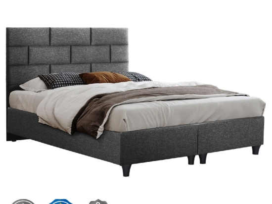 ΚΡΕΒΑΤΙ SOLEDAD ΑΠΟ ΓΚΡΙ ΥΦΑΣΜΑ HM644.01 ΓΙΑ ΣΤΡΩΜΑ 150x200 εκ.