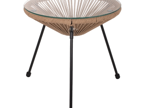 ΤΡΑΠΕΖΙ ΒΟΗΘΗΤΙΚΟ ALLEGRA ΜΑΥΡΟ ΜΕΤΑΛΛΟ  ME TWISTED WICKER ΦΥΣΙΚΟ HM5873.01 Φ47Χ45Υεκ.