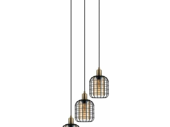 Φωτιστικό Οροφής 43499 Chisle 3/E27 Κεχριμπάρι Black-Bronze Eglo Μέταλλο,Γυαλί