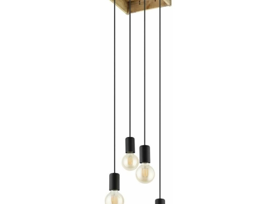 Φωτιστικό Οροφής 43591 Wootton Vintage 4/E27 Wood Natural-Black Eglo Μέταλλο,Ξύλο