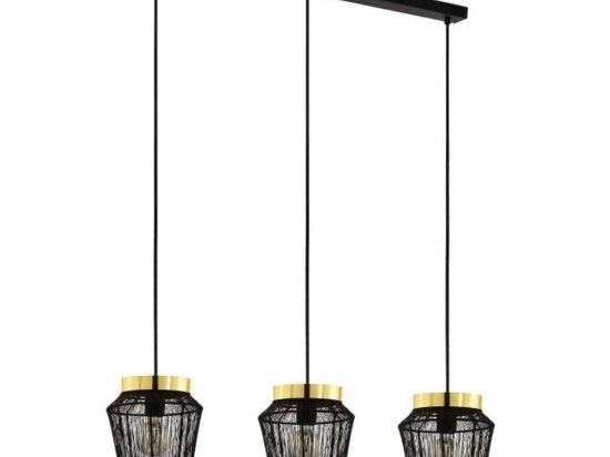 Φωτιστικό Οροφής-Ράγα Escandidos 99807 92x22x110cm 3xE27 40W Black-Gold Eglo