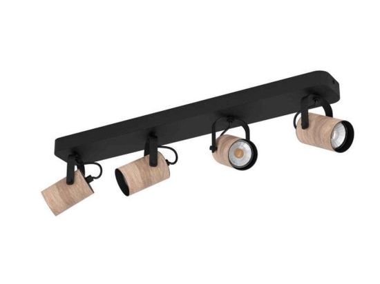 Φωτιστικό Οροφής Σποτ Cayuka 900438 58x10x12cm 4xGU10 3W Black-Natural Eglo