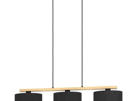 Φωτιστικό Οροφής-Ράγα Castralvo 900313 97,5x17,5x110cm 3xE27 40W Black-Natural Eglo