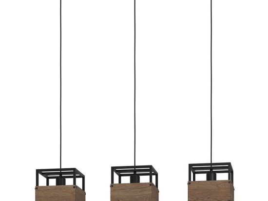 Φωτιστικό Οροφής - Ράγα Evesham 43805 89,5x19,5x110cm 3xE27 40W Black-Brown Eglo Ατσάλι,Ξύλο